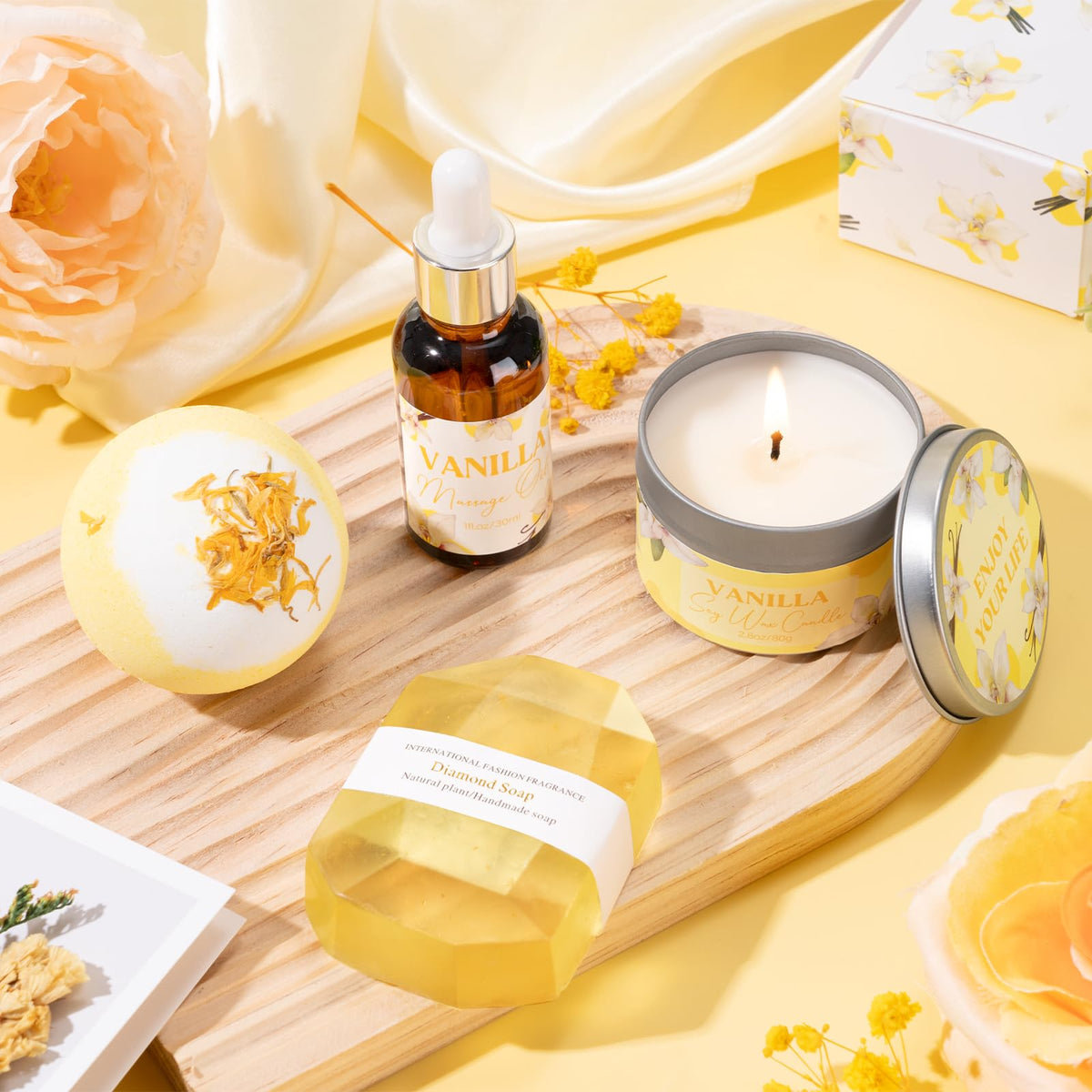GiftPeak handmade diamond soap adds a gentle froth and scent.