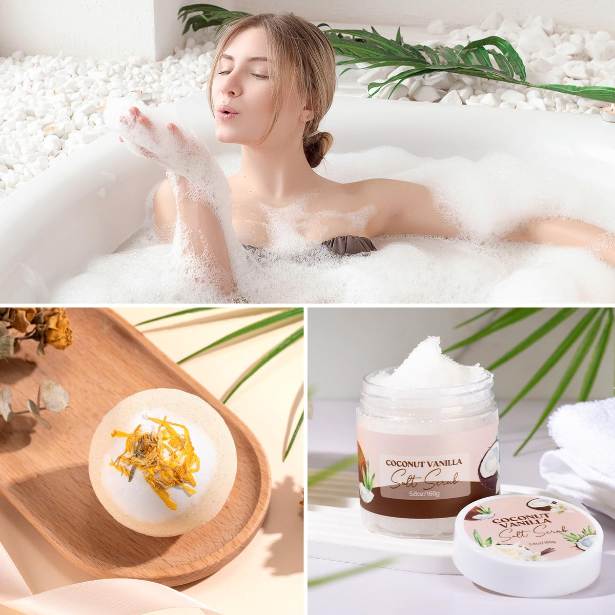 GiftPeak salt scrub exfoliates and softens dry skin.