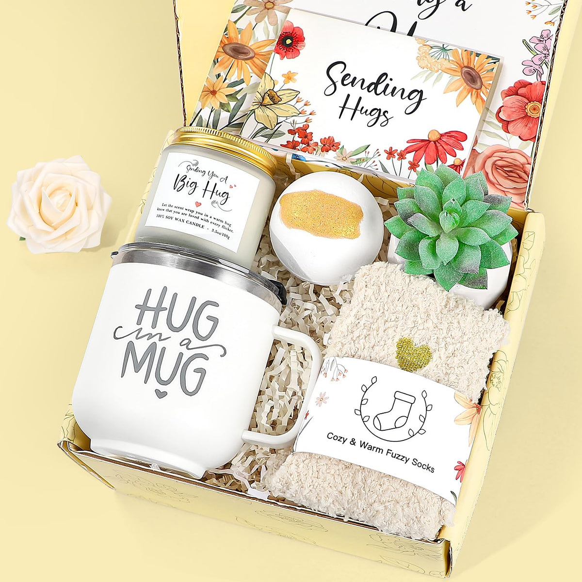 GiftPeak sympathy gift basket contents show a comforting hug in a box