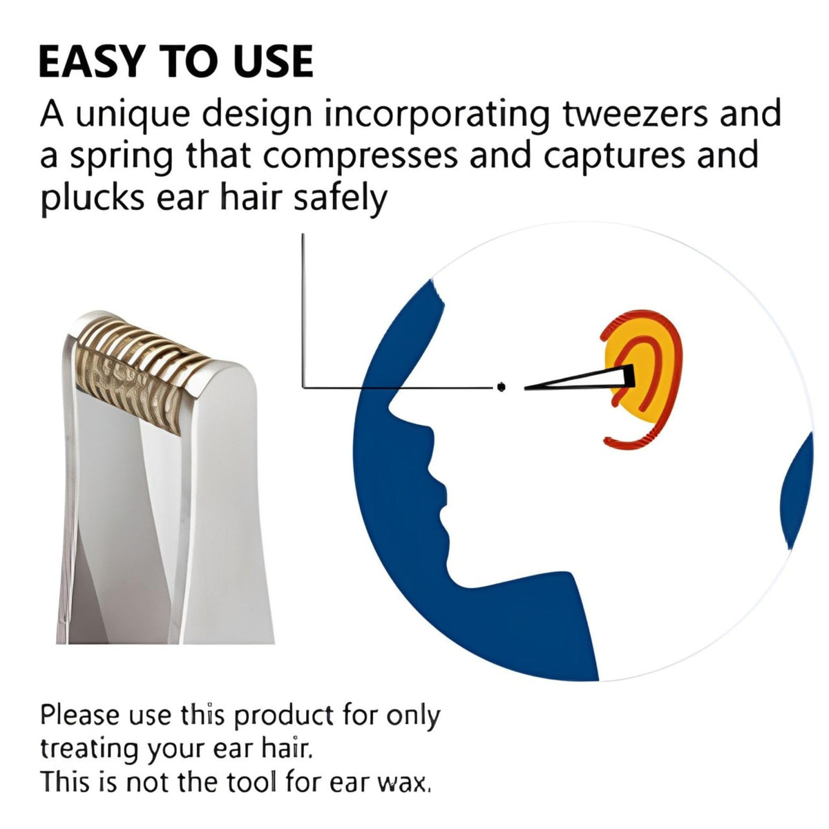 Product of Gifu Japan Seki ear hair trimmer safe design reduces risk of nicks.
