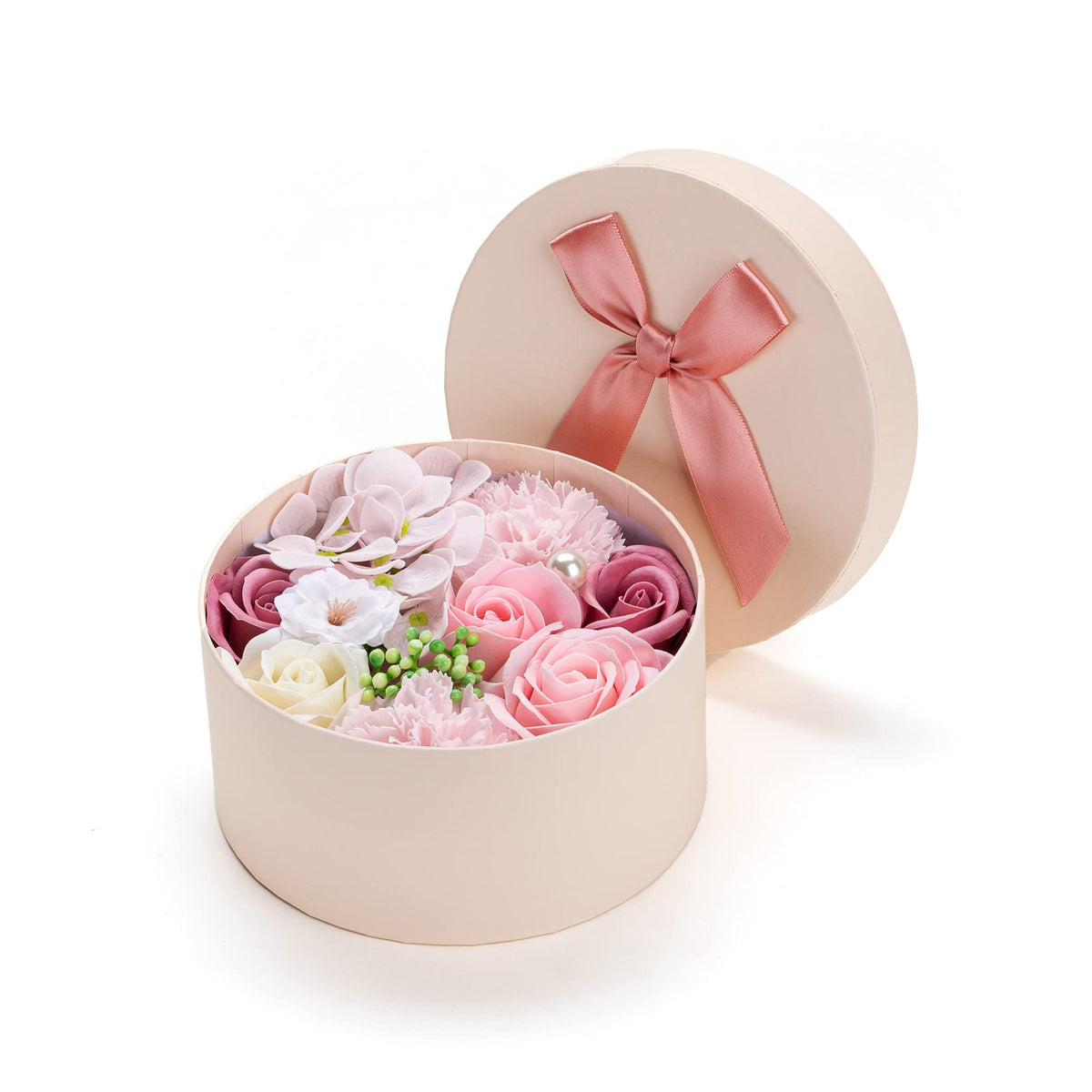 Giga Gud gift box with rose-carnation soap and ribbon