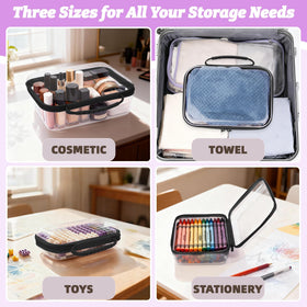 GigabitBest clear hard shell case, L size, roomy interior for larger items and kits.