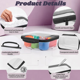 GigabitBest clear hard shell case, M size, transparent view for quick access to cosmetics.