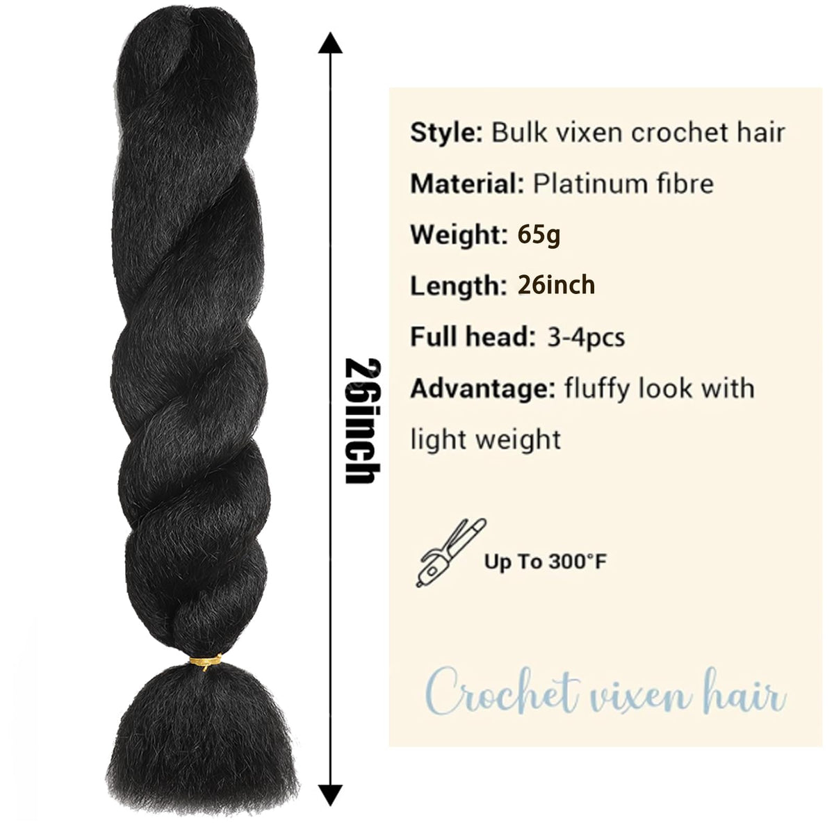 Gigastar 26-inch kinky-straight vixen texture close-up highlighting soft synthetic fibers