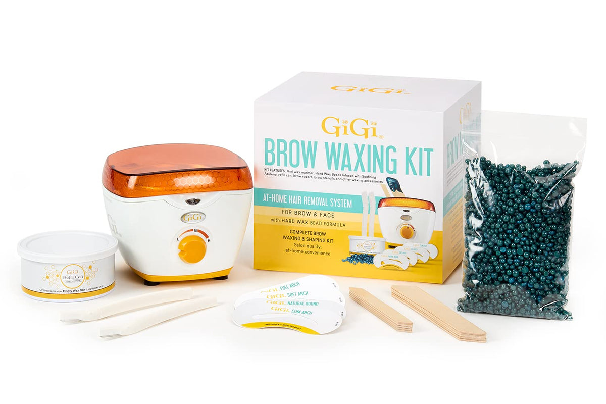 GIGI Brow Waxing Kit with mini Honee Warmer Pot for precise brow shaping at home