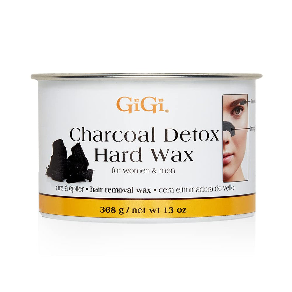 GIGI Charcoal Detox Facial Wax can with lid, ideal for travel-friendly storage.