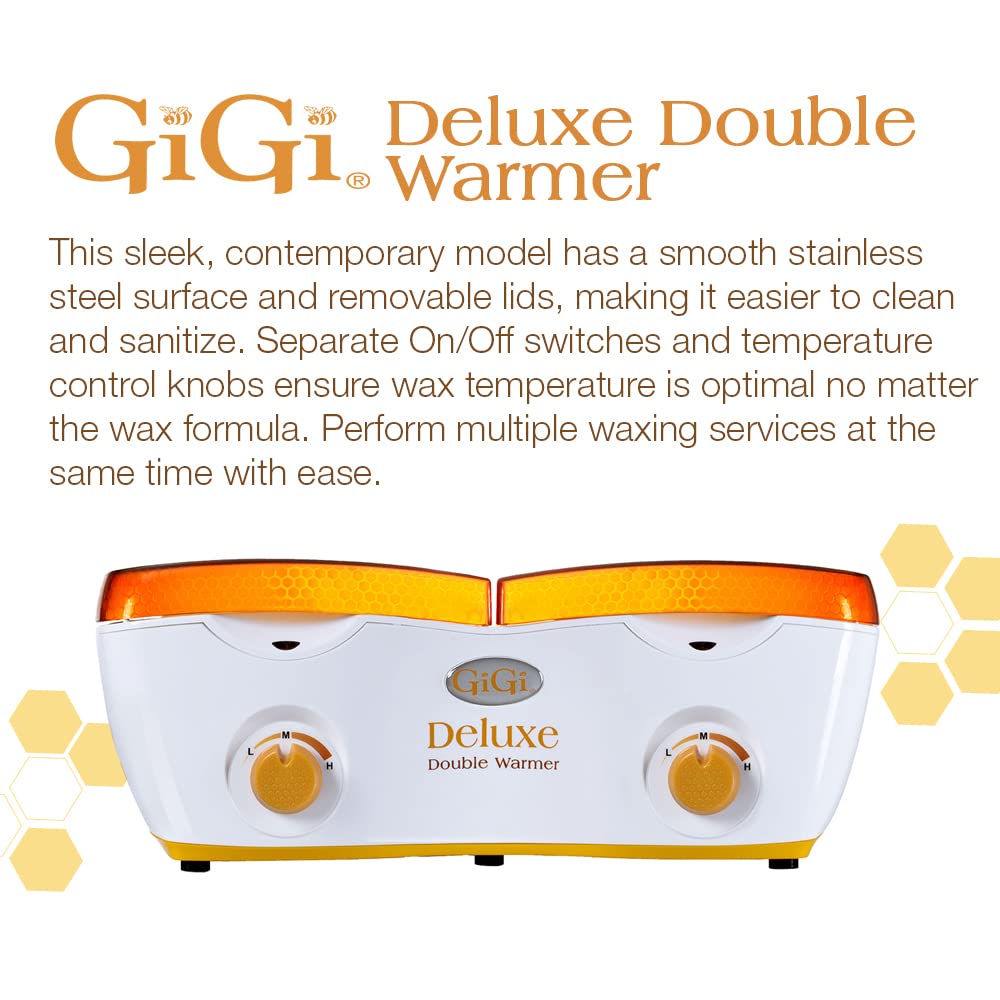 GIGI Deluxe Double Wax Warmer side view showing two 14 oz cans