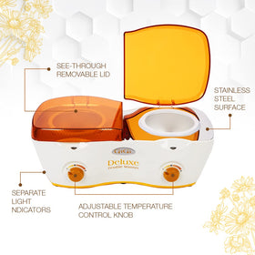 GIGI Deluxe Double Wax Warmer see-through lid in use