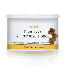 GIGI Espresso All-Purpose Honee Soft Wax can for at-home waxing with coffee antioxidant benefits