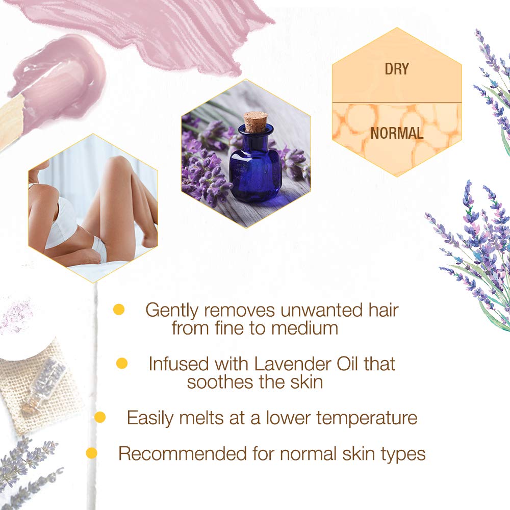 GIGI Lavender Crème Wax applied with a strip for gentle removal on sensitive skin