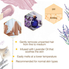 GIGI Lavender Crème Wax applied with a strip for gentle removal on sensitive skin