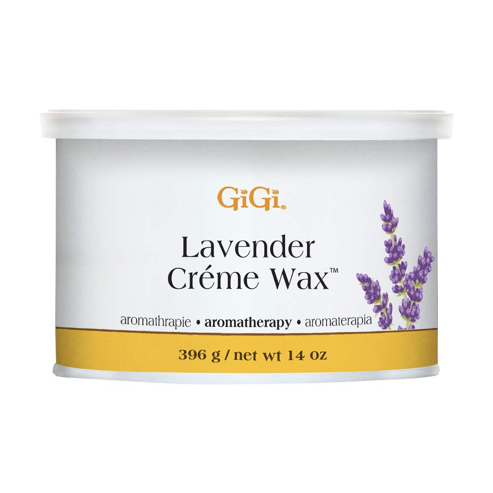 GIGI Lavender Crème Wax jar ready for warmer use, ideal for at-home waxing