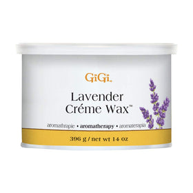 GIGI Lavender Crème Wax jar ready for warmer use, ideal for at-home waxing