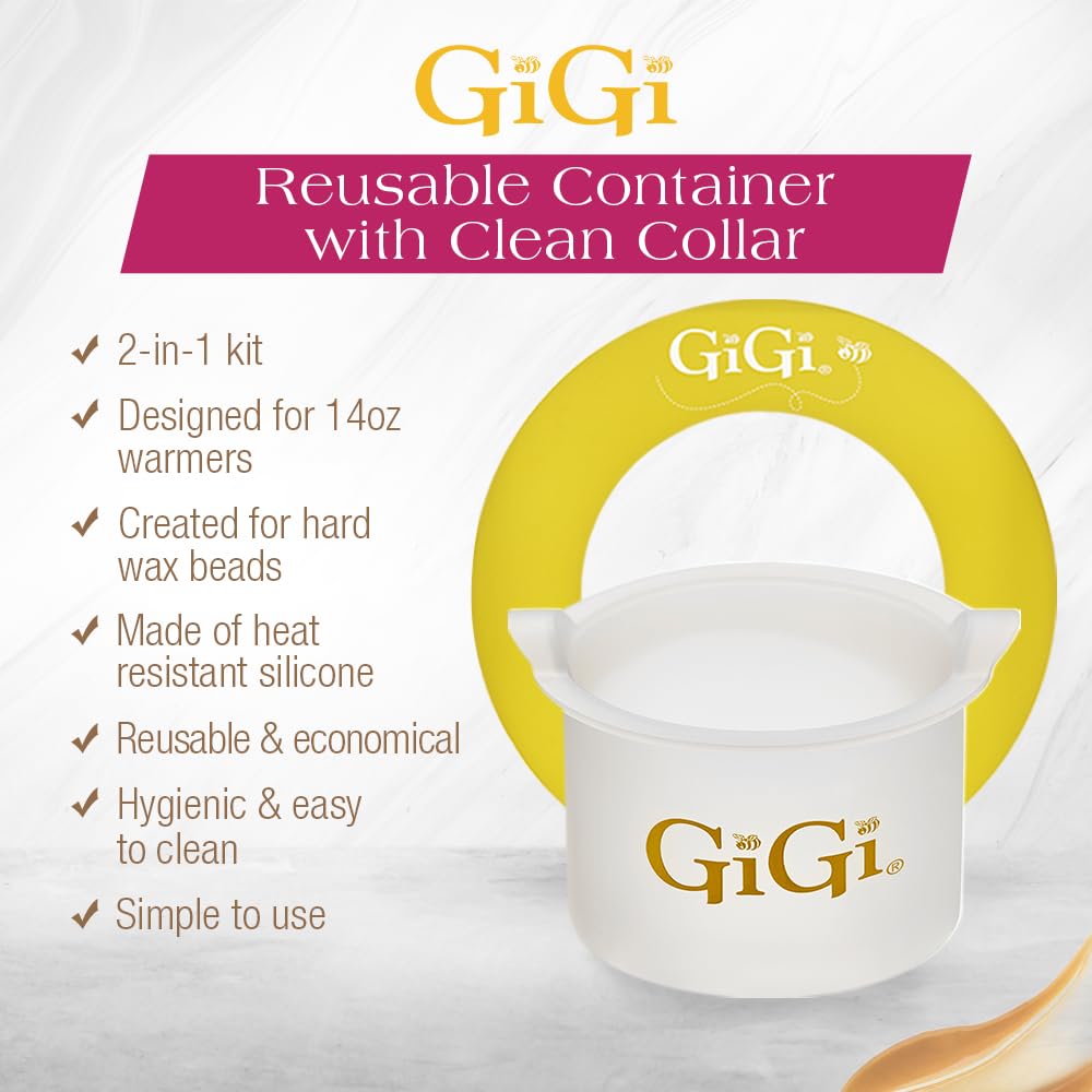 GIGI silicone wax pot liner attached to a 14 oz warmer