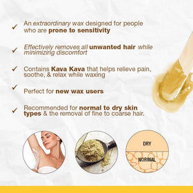GIGI wax spatula applying wax with Kava Kava for comfortable waxing.