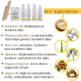 GiGi applicators and muslin strips enable precise, mess-free waxing.