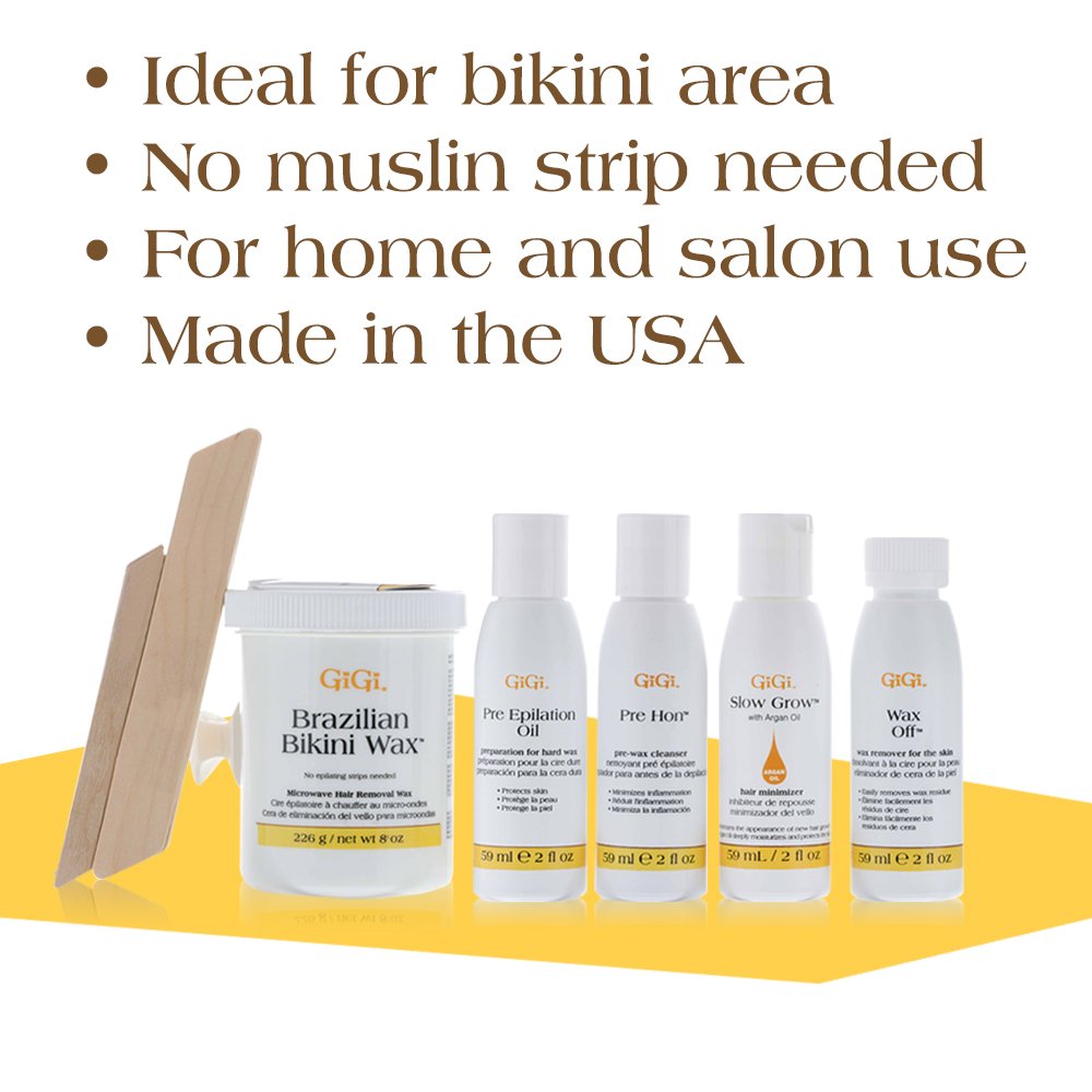 GiGi microwave-wax in action demonstrates gentle heat for comfortable bikini waxing.