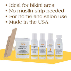 GiGi microwave-wax in action demonstrates gentle heat for comfortable bikini waxing.
