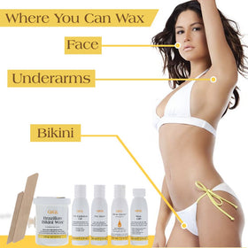 GiGi kit contents show all-in-one at-home waxing for DIY spa day.