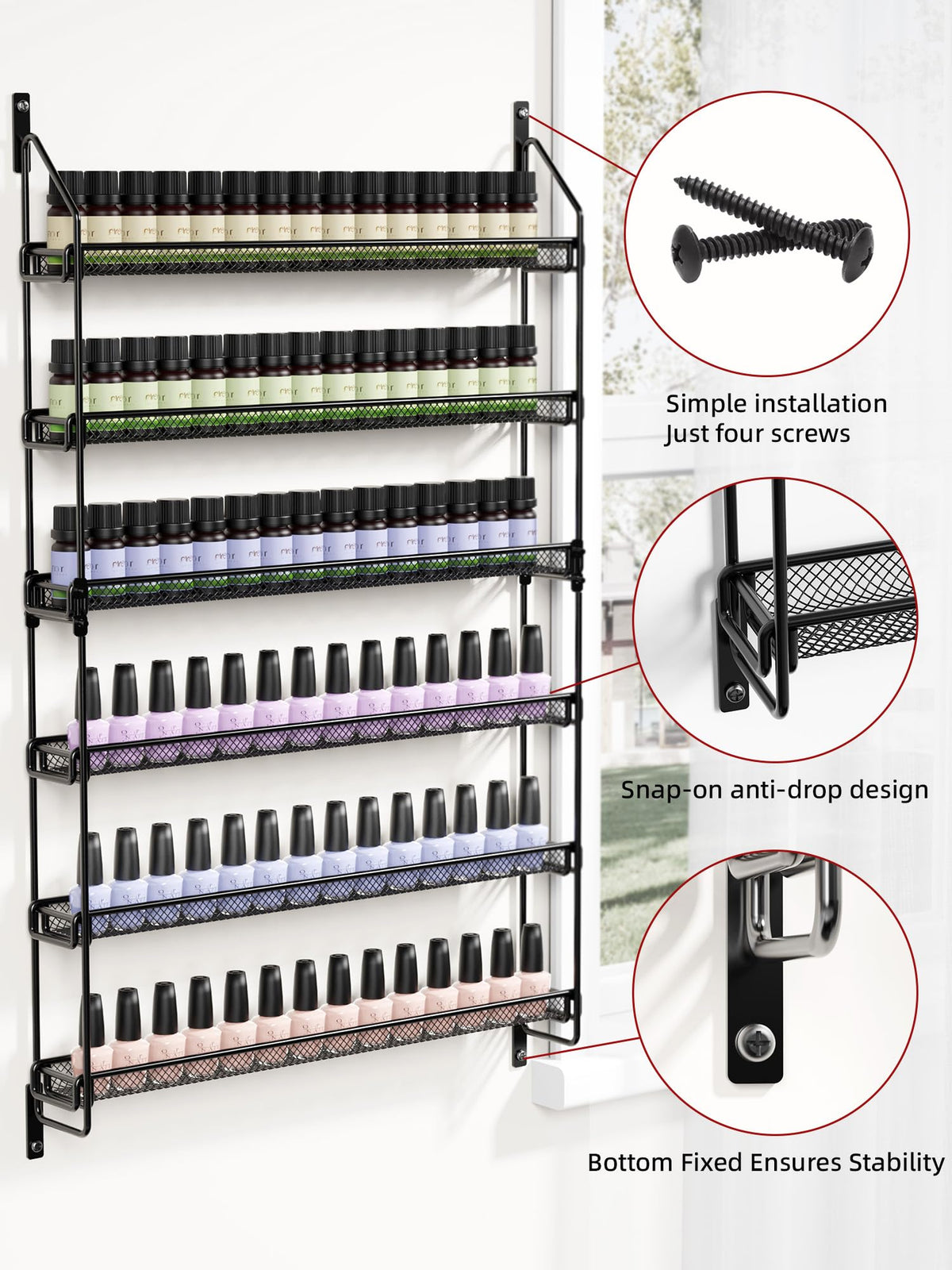GIGIFTREE nail polish rack shows bottles on display for quick selection