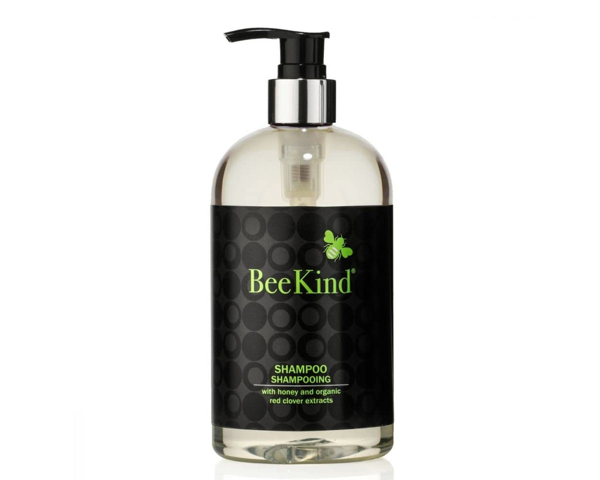 Gilchrist & Soames BeeKind shampoo bottle highlighting a nourishing formula for all hair types.