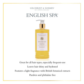 Gilchrist & Soames English Spa Shampoo bottle front shows paraben-free formula