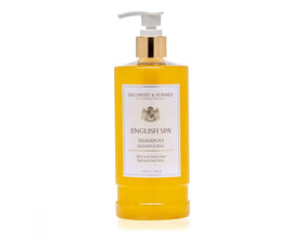 Gilchrist & Soames English Spa Shampoo bottle side view highlighting citrus and herbal scent