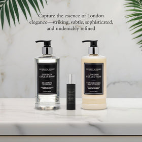 Cruelty-free icon beside London Collection packaging communicates ethical standards