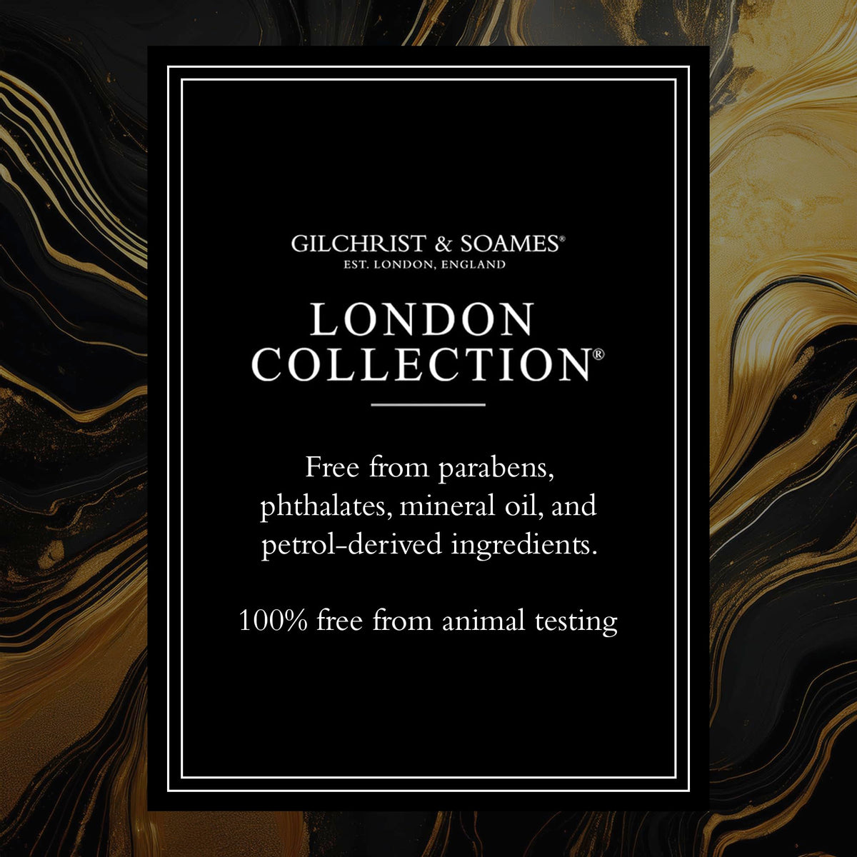 London Collection ingredients graphic highlights red tea grapeseed oil and soy