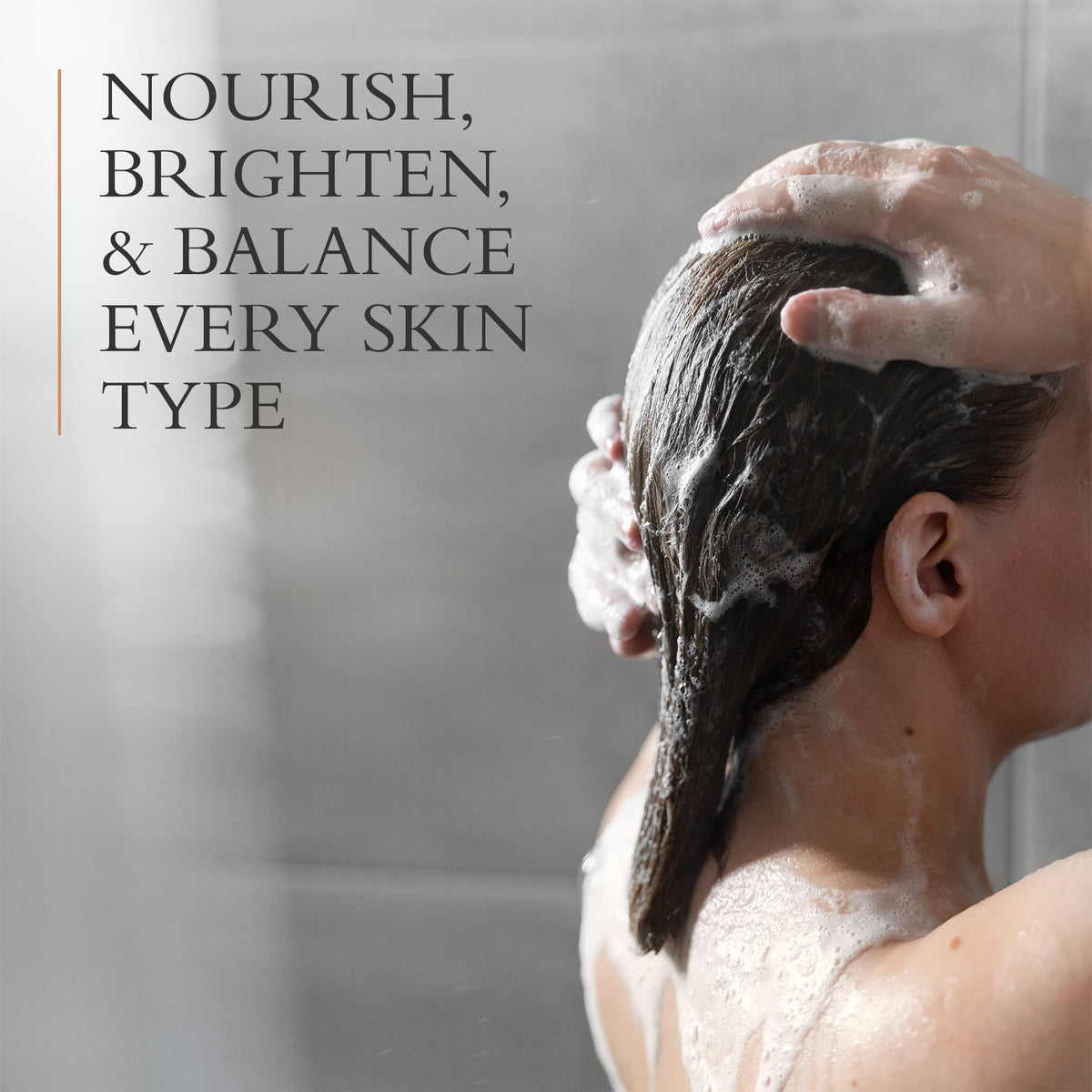Gilchrist & Soames London Shower Gel lather close-up reveals a spa-like wash experience.