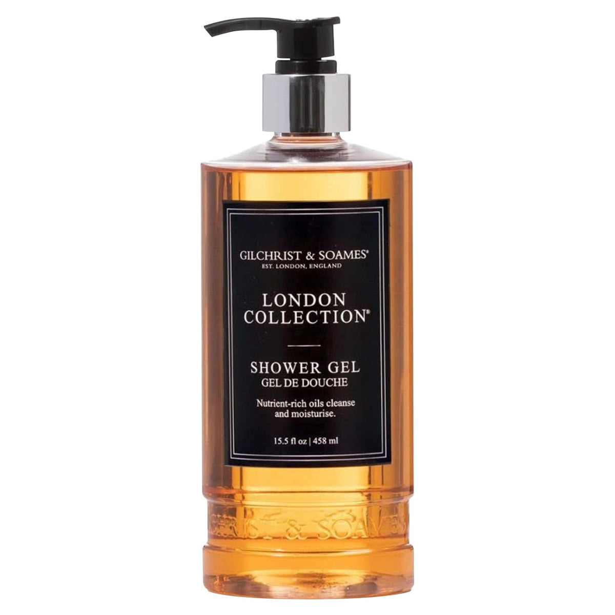 Gilchrist & Soames London Shower Gel pours to create a rich lather for a refreshing cleanse.