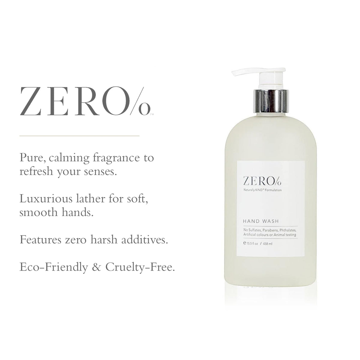 Close-up of Gilchrist and Soames Zero% label highlighting sulfate- and cruelty-free formula.