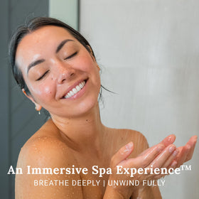 Gilden Tree steamer diffusing aroma in the shower for soothing ambiance.