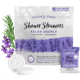 Gilden Tree lavender rosemary shower steamer close-up for calming aromatherapy.