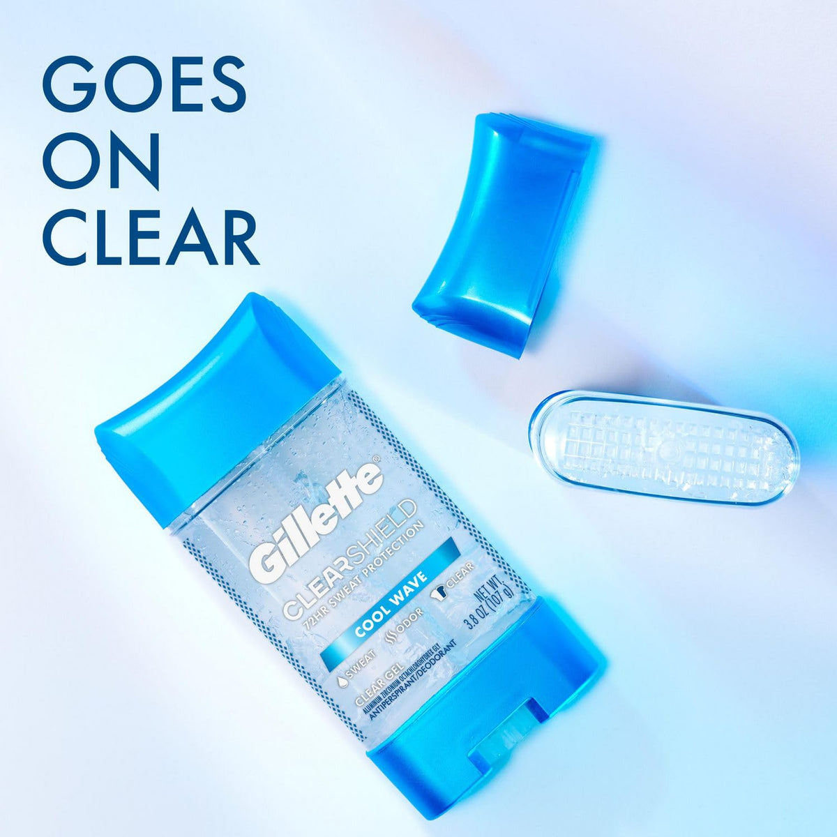 Gillette Clear Gel Cool Wave bottle side view highlighting grip and application area