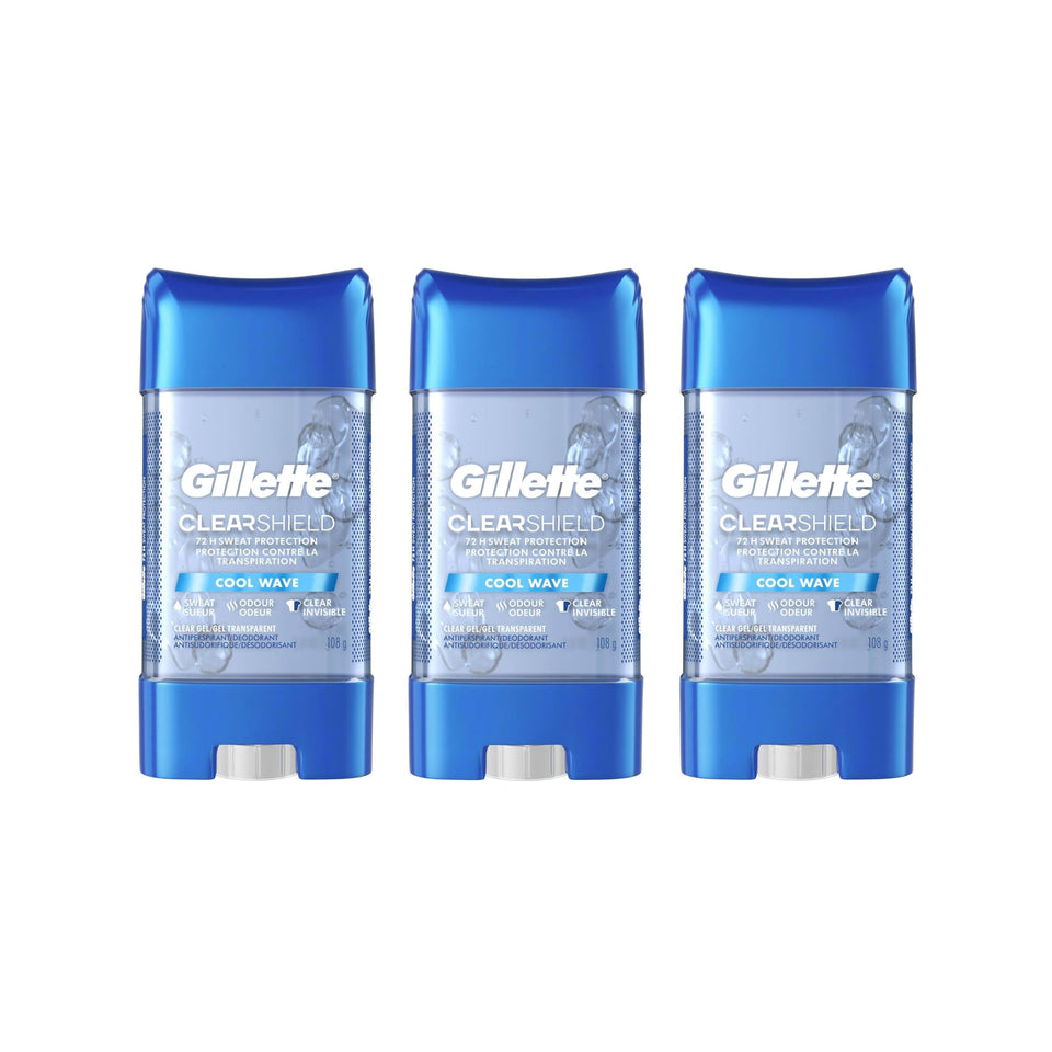 Gillette Clear Gel Cool Wave bottle ready for all-day freshness.