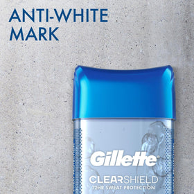 Gillette Clear Gel Cool Wave label closeup shows clear formula.