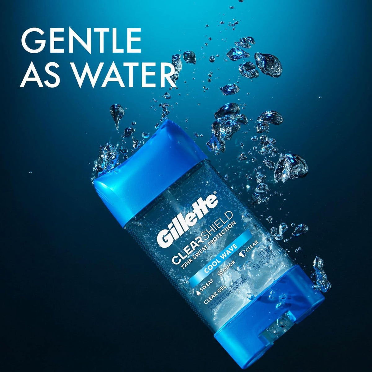 Gillette Clear Gel Cool Wave 3-pack packaging highlights value.