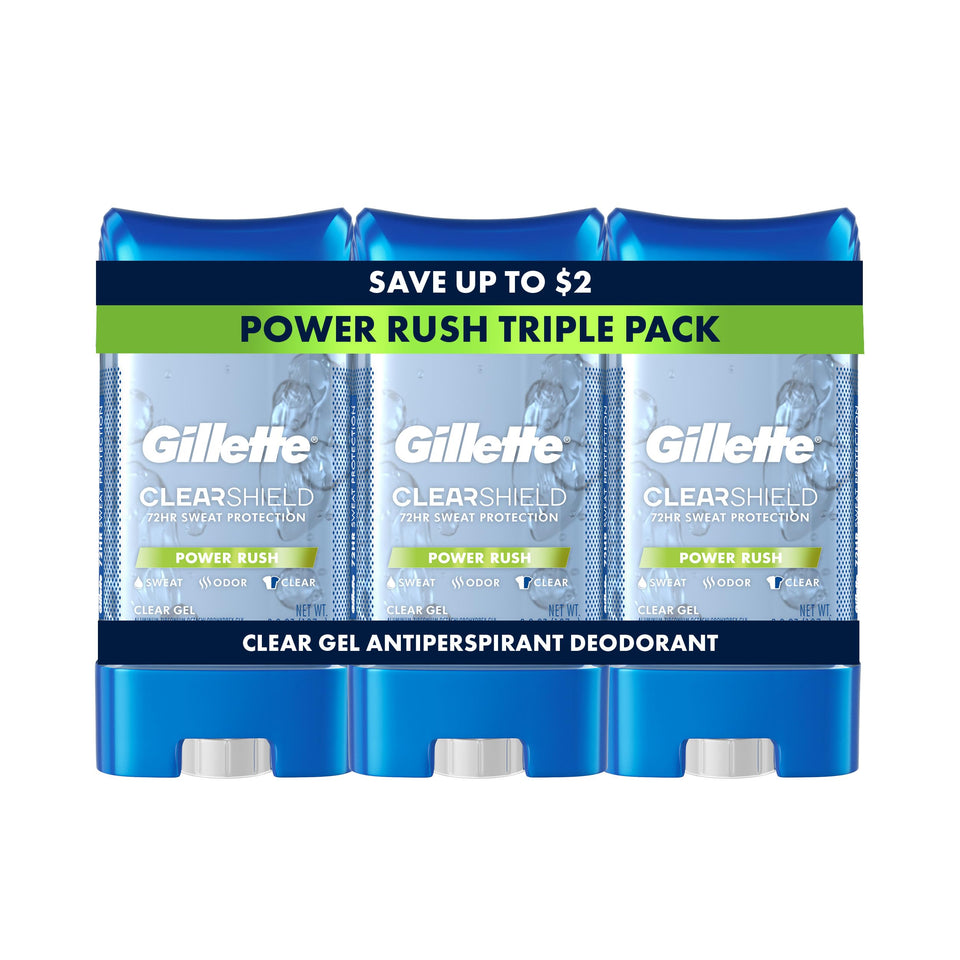 Gillette clear gel front label showcases sleek design for all-day protection