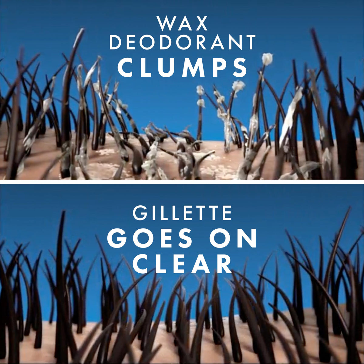 Gillette clear gel quick-dry feature shown in action