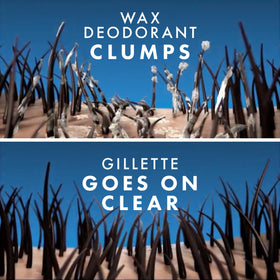 Gillette clear gel quick-dry feature shown in action
