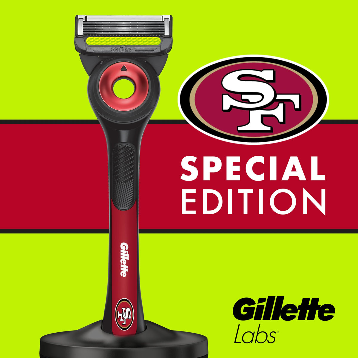 49ers edition logo on the Gillette Labs razor handle