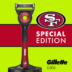 49ers edition logo on the Gillette Labs razor handle