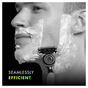 Gillette Labs blade refill close-up reveals premium blades designed for a smoother shave.