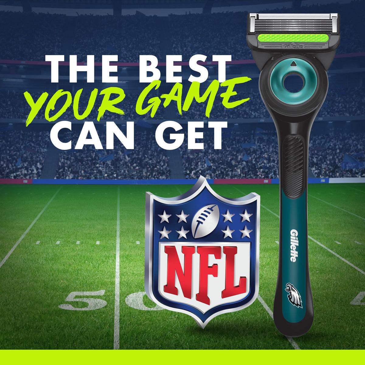 NFL Eagles branding on the box signals team pride.
