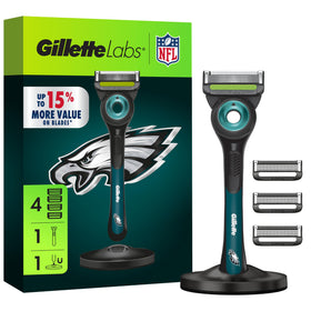 Gillette Labs Eagles Edition razor handle with exfoliating bar for a smoother shave.