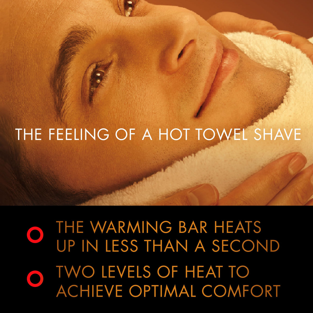 Gillette Labs FlexDisc technology maintains contact with the warming bar