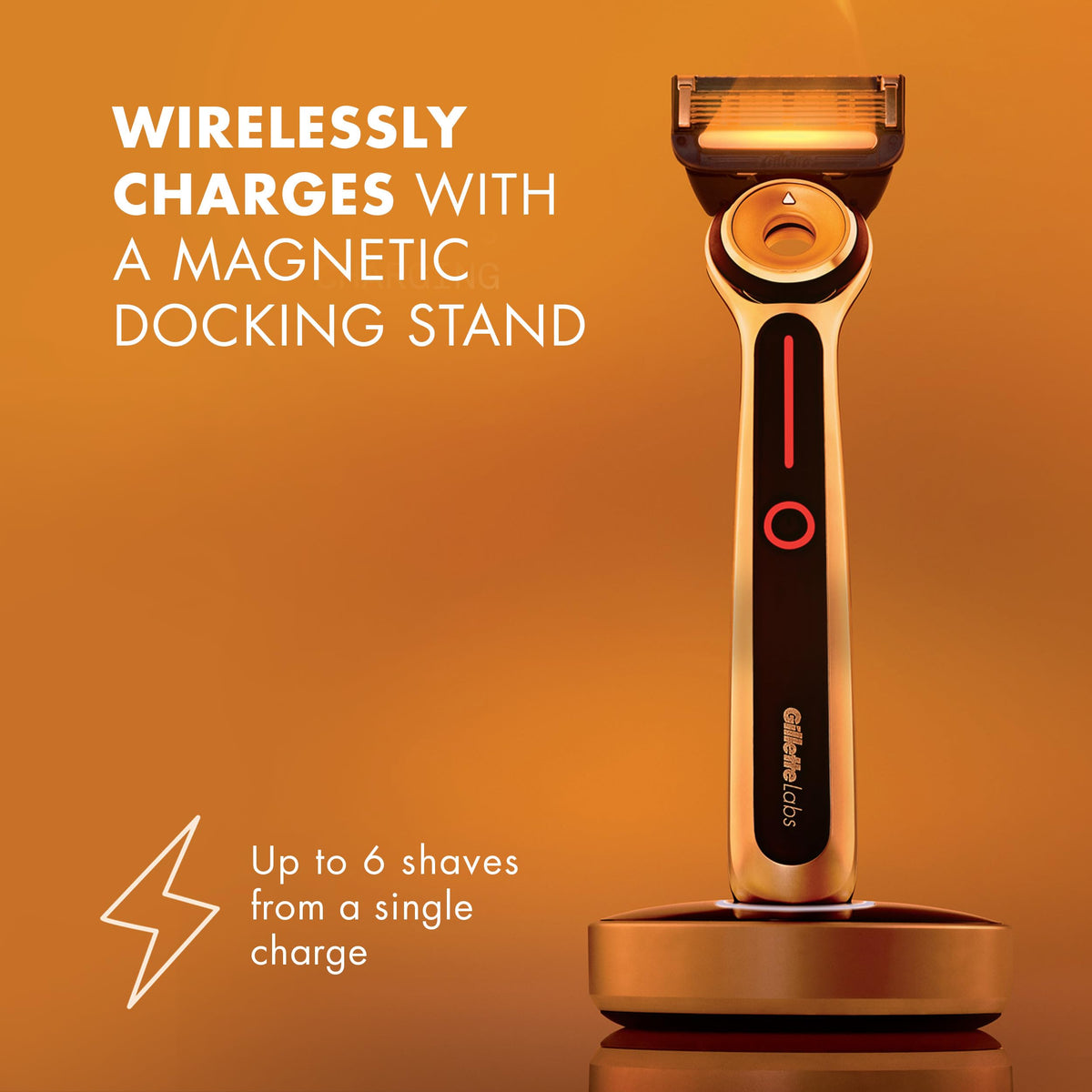 Gillette Labs magnetic dock keeps the razor charged and ready