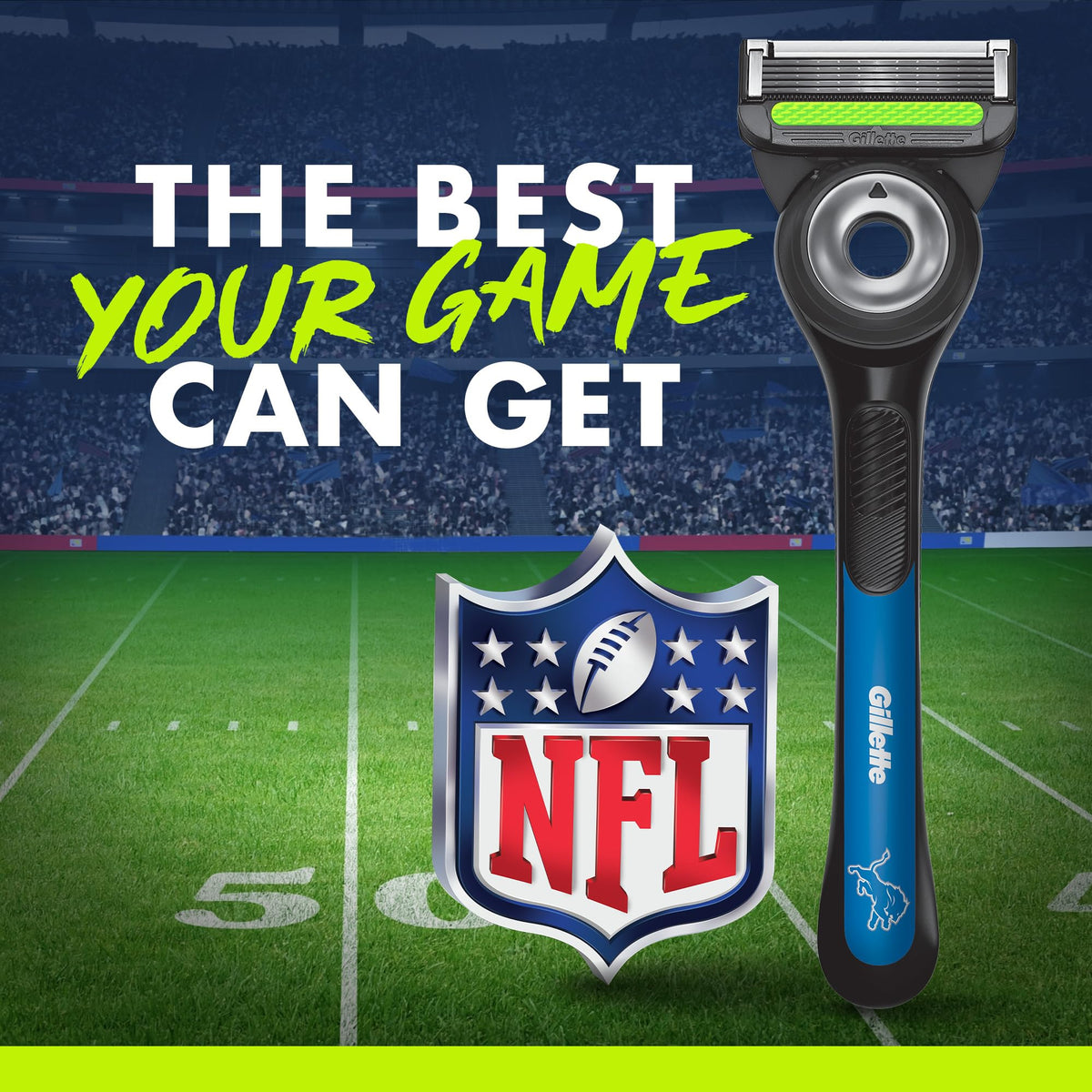 Gillette Labs magnetic stand shown with the Lions Edition kit