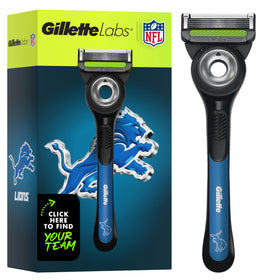 Gillette Labs NFL Lions Edition razor handle with exfoliating bar for a smooth shave